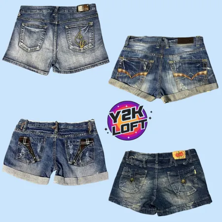 Y2K Britney Era Denim Mini Shorts