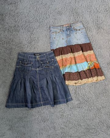 ***Y2K Denim Midi Skirts – Trendy 2000s Denim Fashion Mix