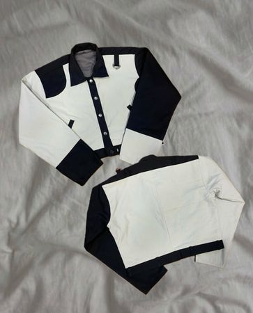 Upcycled Contrast Cotton Crop Jacket