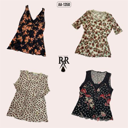 Y2k Black Floral Mix Tops (AA-1350)