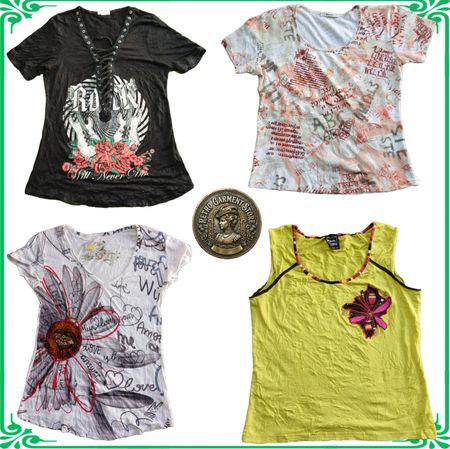 Blouses à manches courtes pour femmes vintage Y2K et hauts imprimés graphiques lot A142