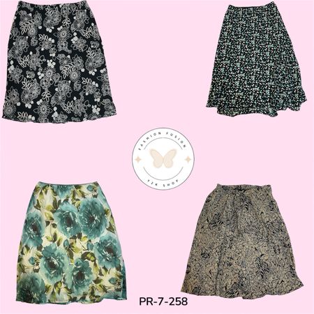 Women's Y2K Printed Skirt – Elegant Lightweight Poly Design (PR-7-258)
