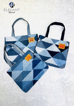 Upcycled Patchwork Denim Bags - EVR0365