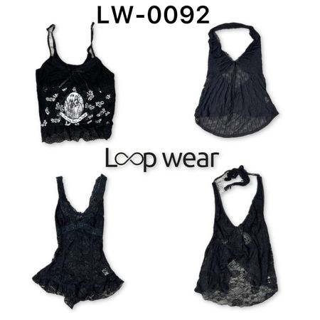 Y2K Dark Coquette Lace Trimmed Halter Tank Tops
