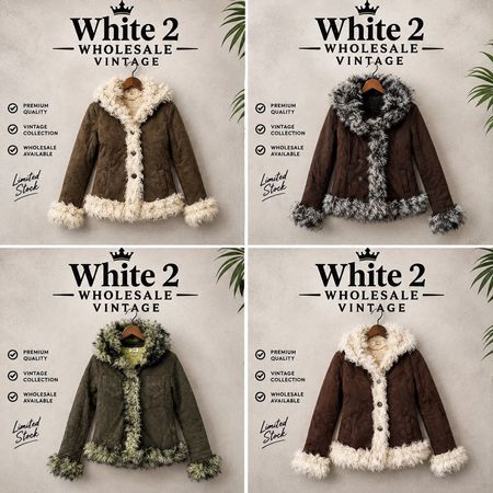 Y2K Vintage Faux Fur Suede Jackets Bundle – Women’s 2000s Winter Coats Wholesale(YWV91)