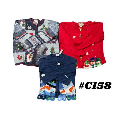 Wholesale Vintage Christmas Sweaters Bundle | 10pcs Women’s Holiday Cardigans Mix (Tiara International, Heirloom Collectibles, Croft & Barrow S-XL) C#158