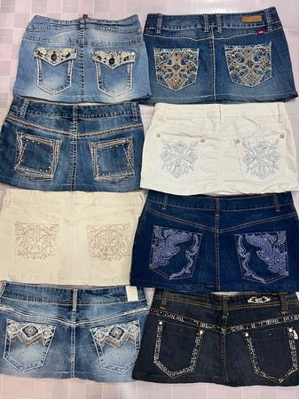 R703 Ladies Upcycled Embellished Mini Skirts