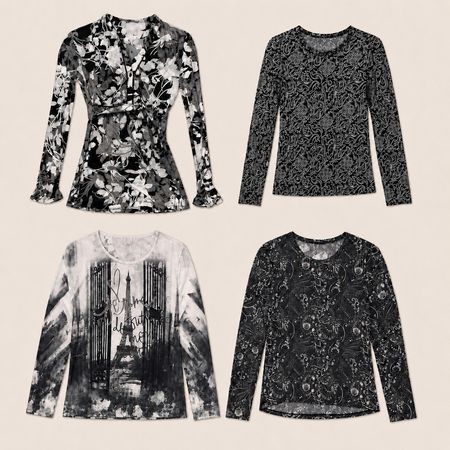 Y2k Monochrome Tops