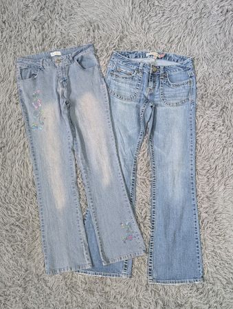 ***Y2K Denim Flare Jeans with Embroidery