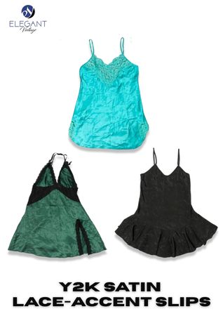 Y2K Satin Lace-Accent Slips - EV2390