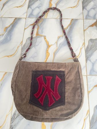 Upcycled NewYork Yankees Corduroy Tote Bag