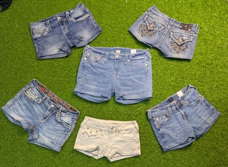 8022 - Miss me, True Religion, Rock Revival Upcycled Short