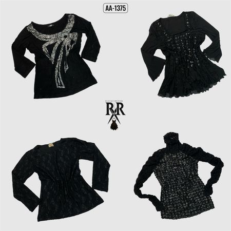 Y2k Black Gothic Full Sleeve Tops (AA-1375)