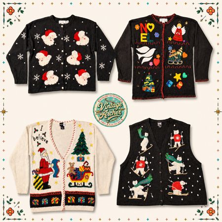 Vintage Heavy Knit Novelty Xmas Jumpers: 10pcs (CM1)
