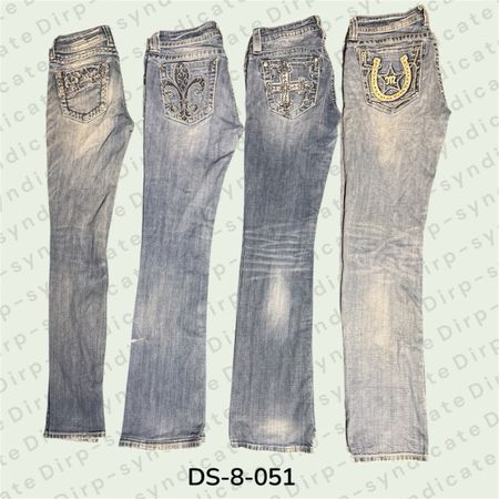 Y2K Flared Bootcut Jeans | Miss Me Style Embellished Denim | Low Rise Vintage Y2K Jeans (DS-8-051)