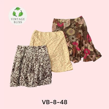Y2K Vintage Printed Cotton Skirt Wholesale Bundle – 10 Piece Lot(VB-8-48)