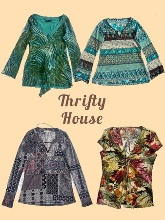 Y2K Abstract Print Tops(TH/662)