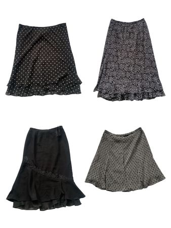 Vintage Y2K Poly Skirts – Printed & Ruffle Styles