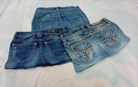 CR11456 Gonne Mini in Denim Riutilizzate Miste