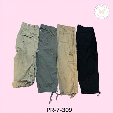 Women's Y2K Cargo Capri Pants – Utility Pocket Cropped Trousers (PR-7-309)