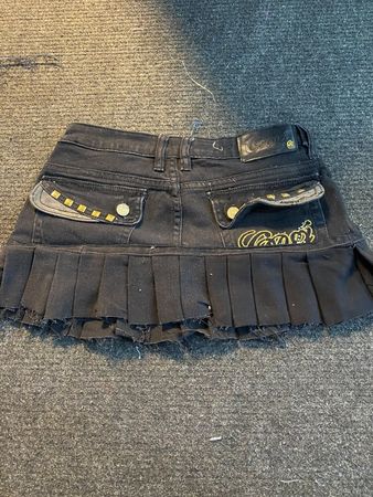 Upcycled Denim Plissierte Mini Röcke — 0025