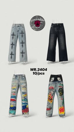 Y2K vintage printed Hiphop jeans WR2403