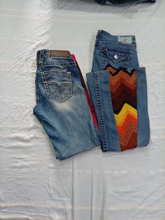CR10927 Upcycled Mix-Branded Mixed-Style Flare Jeans