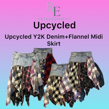 Jupes midi en denim recyclé et flanelle