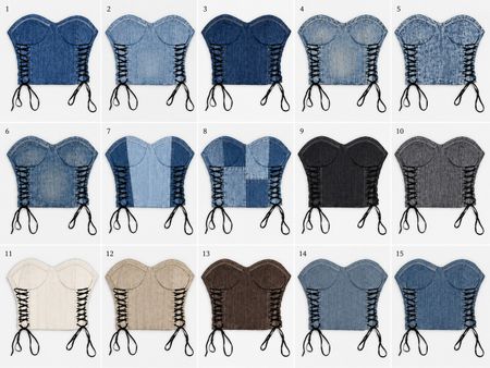 CR2255 UPCYCLED DENIM LACE-UP CORSET TOP