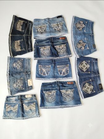 Wholesale Y2K Rhinestone & emblishment Pocket Denim Mini Skirt Selection