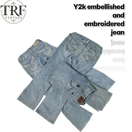 Y2k embroidery and embellished jeans #150