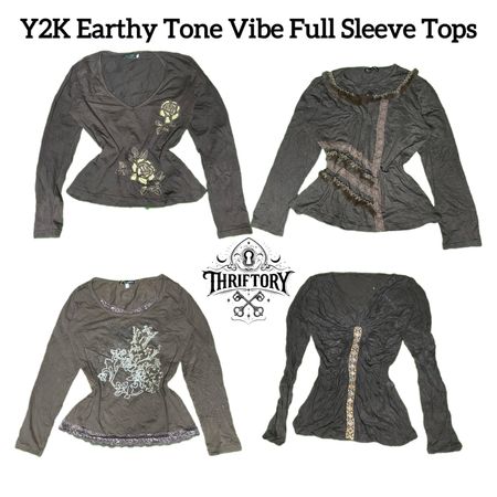 Y2K Earthy Tone Vibe Full Sleeves Tops TY-090