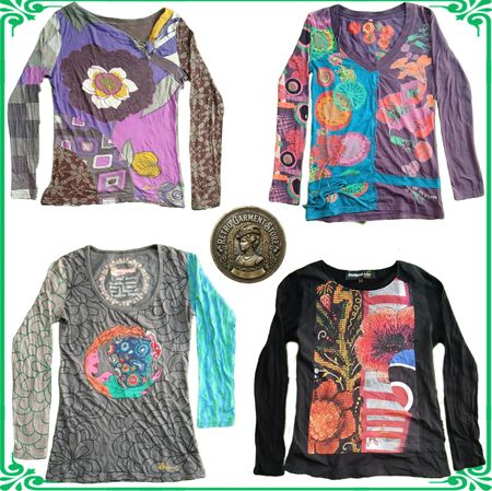 Blusas de Manga Longa Femininas Vintage Desigual Y2K & Tops Artísticos Impressos lott No A130,
