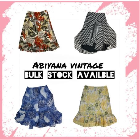 Y2K Jupes à volants en maille - Floral tropical, Pied-de-poule, Patchwork bleu et Bohème jaune -AV-139
