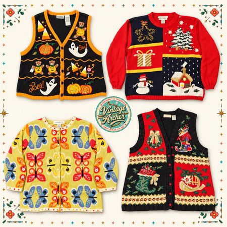 Pulls fantaisie vintage festifs Mix : 10pcs (S9)