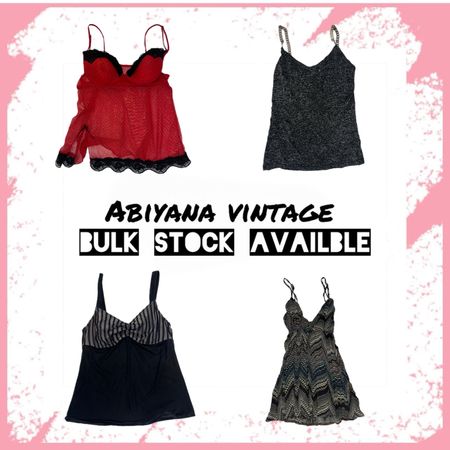 Y2K Cami Tops Bundle - Vintage Lace, Sheer Mesh, Glitter & Satin Camisole Tops -AV-108