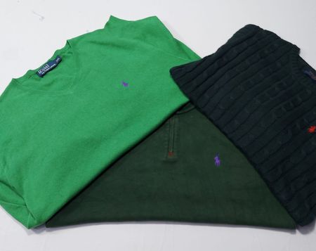 Ralph Lauren Sweaters – 1/4 Zip, Kabelstrick, Rundhals, V-Ausschnitt & Cardigan – Note A/B – 10 Stück | 09-215