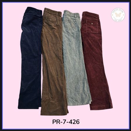 Women's Vintage Y2K Corduroy Pants – High Waist Straight Leg Trousers (PR-7-426)