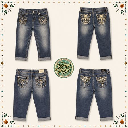 Y2K Euro Girl Rhinestone Capri Jeans :10pcs (CR1)