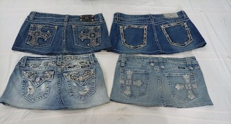 CR11107 Upcycled Miss Me Mini Denim Skirts