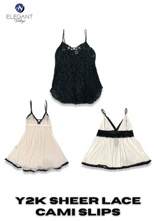 Y2K Sheer Lace Cami Slips - EV2383