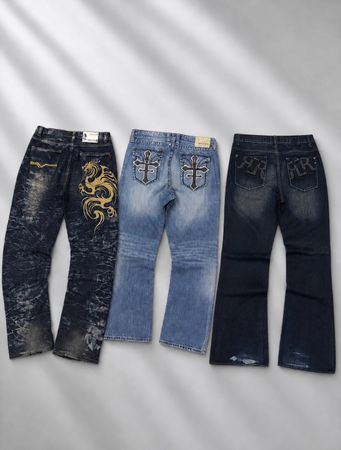 Men’s Y2K Embroidered Jeans Mix