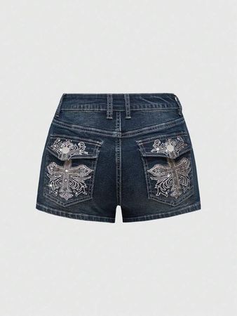 Women’s Y2K Embellished Denim Shorts