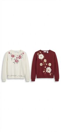 (FV-2602)     Tricot vintage brodé et mélange de cardigan Fair Isle