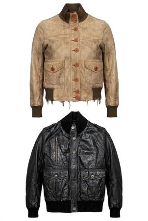 Y2K Ribbed Leather jackets Vintage