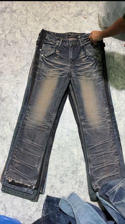 Y2k Wiskers gewaschen Jeans