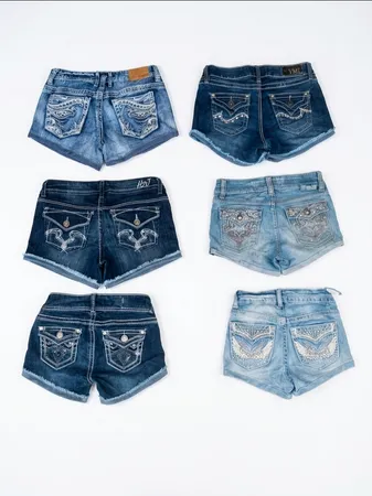 Collection de shorts en denim à poches Cyber Grunge (S-57)