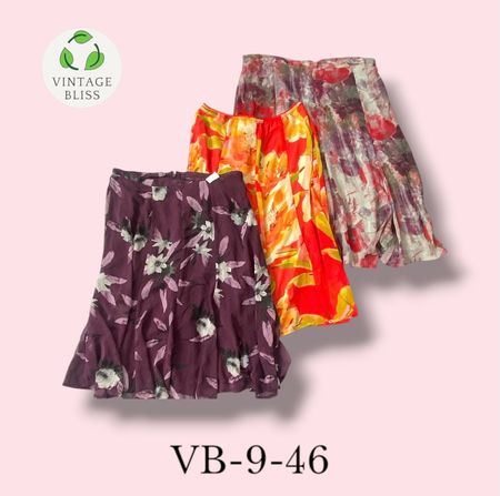 Y2K Vintage Purple & Red Poly Skirt Wholesale Bundle(VB-9-46) 12 pieces