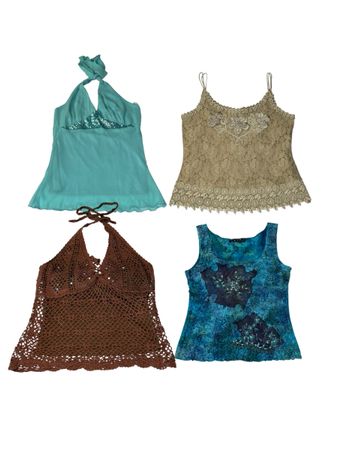 Y2K beaded and Lace Trim Cami Tops | 682