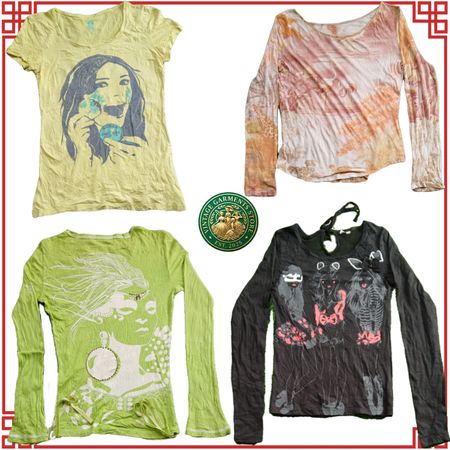 Vintage Y2K Ladies Long Sleeve Blouses Streetwear Casual Tops Set #A7